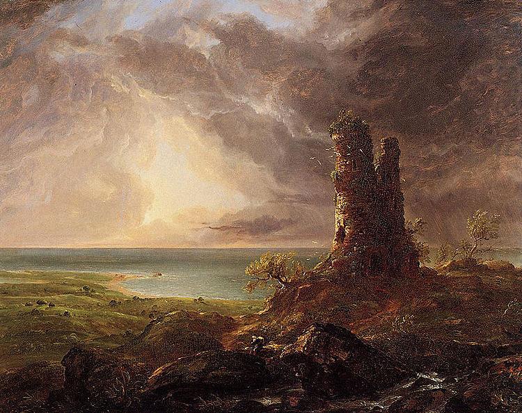 Thomas Cole Romantic Landscape with Ruined Tower china oil painting image